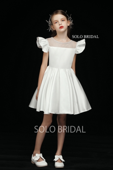 ivory satin princess flower girl dress 5D7A3036